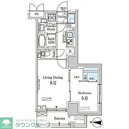 パークアクシス本所吾妻橋サウスレジデンス 5階1LDKの間取り