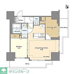 オアーゼ日暮里レジデンス 5階1SLDKの間取り