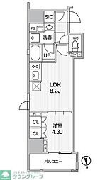 シーズンフラッツ新御徒町 4階1LDKの間取り