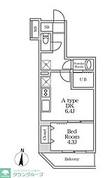 ラヴィエール錦糸公園 7階1DKの間取り