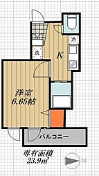 ＣＩＴＹ　ＳＰＩＲＥ　新富町 3階1Kの間取り