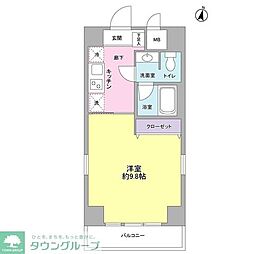 池之端加茂ビルA 6階1Kの間取り