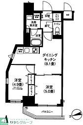プロスタイルウェルス押上ノースアイル 7階2DKの間取り