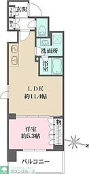 プライムアーバン菊川 6階1LDKの間取り