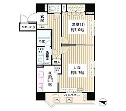 ハイクラッセ日本橋浜町 6階1LDKの間取り