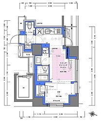 ディームス大手町ノース 10階1LDKの間取り