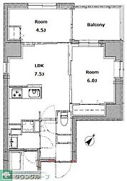 リビオメゾン上野入谷 7階2DKの間取り
