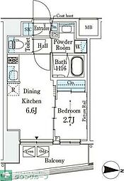 イプセ押上 7階1DKの間取り