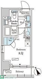 パークアクシス日本橋茅場町ステーションゲート 6階ワンルームの間取り