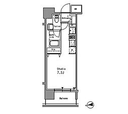 パークアクシス亀戸中央公園 3階ワンルームの間取り