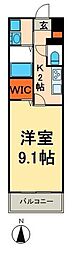 ライツ福助 3階1Kの間取り
