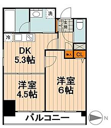 ルフレリバーサイド町屋 2DKの間取図画像