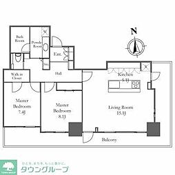 リエトコートアルクスタワー 2LDKの間取図画像