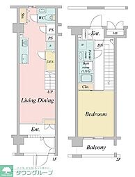 ニューシティアパートメンツ亀戸 1LDKの間取図画像