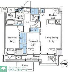 アクアレジデンス錦糸町 2LDKの間取図画像