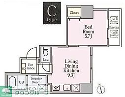 GrandeMaison浅草合羽橋 1LDKの間取図画像