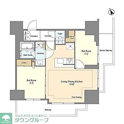 オアーゼ日暮里レジデンス 2LDKの間取図画像