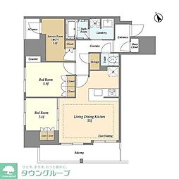 オアーゼ日暮里レジデンス 2SLDKの間取図画像