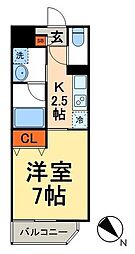 G-ハイム柳橋 1Kの間取図画像