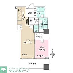 東京パークタワー 1LDKの間取図画像