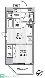 カバナ浅草橋 1DKの間取図画像