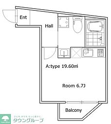 イートス本郷 ワンルームの間取図画像