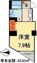 グランティアラ新御徒町アジールコート 1Kの間取図画像