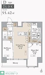 JMF-Residence蔵前鳥越 2LDKの間取図画像