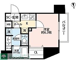 プレール・ドゥーク元浅草 1Kの間取図画像