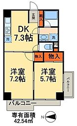 サンフィールド西日暮里 2DKの間取図画像