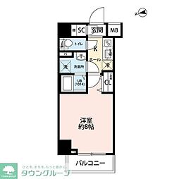 プレール・ドゥーク浅草V 1Kの間取図画像