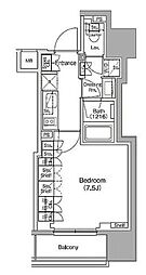 ザ・パークハビオ新御徒町 1Kの間取図画像