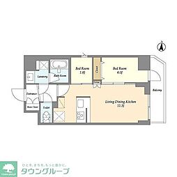 リテラス錦糸町ウエスト 2LDKの間取図画像