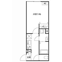 JR外房線 本千葉駅 徒歩12分の賃貸アパート 1階1Kの間取り