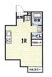 Ｌｉｋｅ作草部 2階ワンルームの間取り