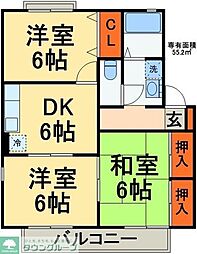 JR総武線 稲毛駅 徒歩15分の賃貸アパート 1階3DKの間取り