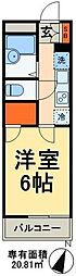 JR総武線 千葉駅 徒歩18分の賃貸マンション 3階1Kの間取り