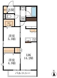 東武野田線 六実駅 徒歩8分の賃貸マンション 2階3LDKの間取り
