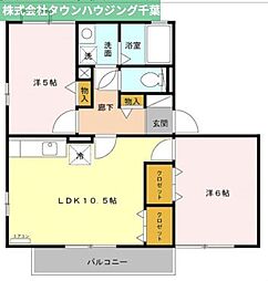 JR総武本線 四街道駅 徒歩12分の賃貸アパート 2階2LDKの間取り