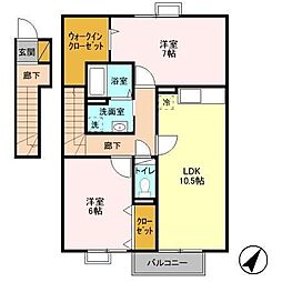 千葉都市モノレール スポーツセンター駅 徒歩8分の賃貸アパート 2階2LDKの間取り