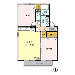 JR総武線 新検見川駅 バス5分 畑町西バス停下車 徒歩3分の賃貸アパート 1階2LDKの間取り