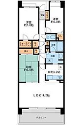 京成千葉線 西登戸駅 徒歩7分の賃貸マンション 5階3LDKの間取り