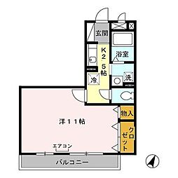 JR内房線 蘇我駅 徒歩12分の賃貸アパート 2階1Kの間取り