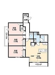 JR総武線 稲毛駅 徒歩11分の賃貸マンション 3階3LDKの間取り