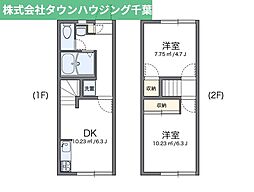 千葉都市モノレール 桜木駅 徒歩9分の賃貸アパート 1階2DKの間取り