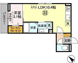 京成千葉線 みどり台駅 徒歩5分の賃貸アパート 2階1LDKの間取り