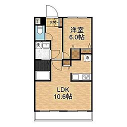 JR総武本線 四街道駅 徒歩16分の賃貸マンション 1階1LDKの間取り