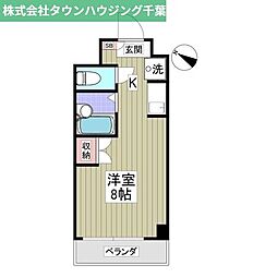 京成千葉線 みどり台駅 徒歩4分の賃貸マンション 4階ワンルームの間取り
