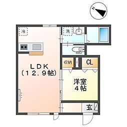 千葉都市モノレール 小倉台駅 徒歩7分の賃貸アパート 1階1LDKの間取り