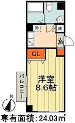 JR総武線 千葉駅 徒歩10分の賃貸マンション 3階1Kの間取り